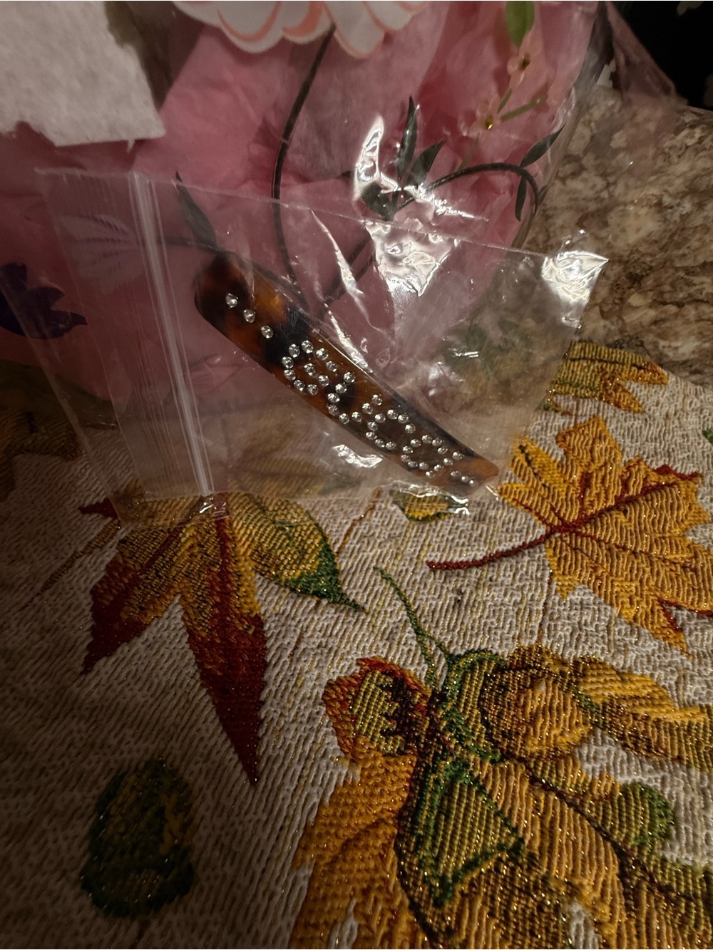 Gucci Brown Tortoiseshell Rhinestone Hair Clip
